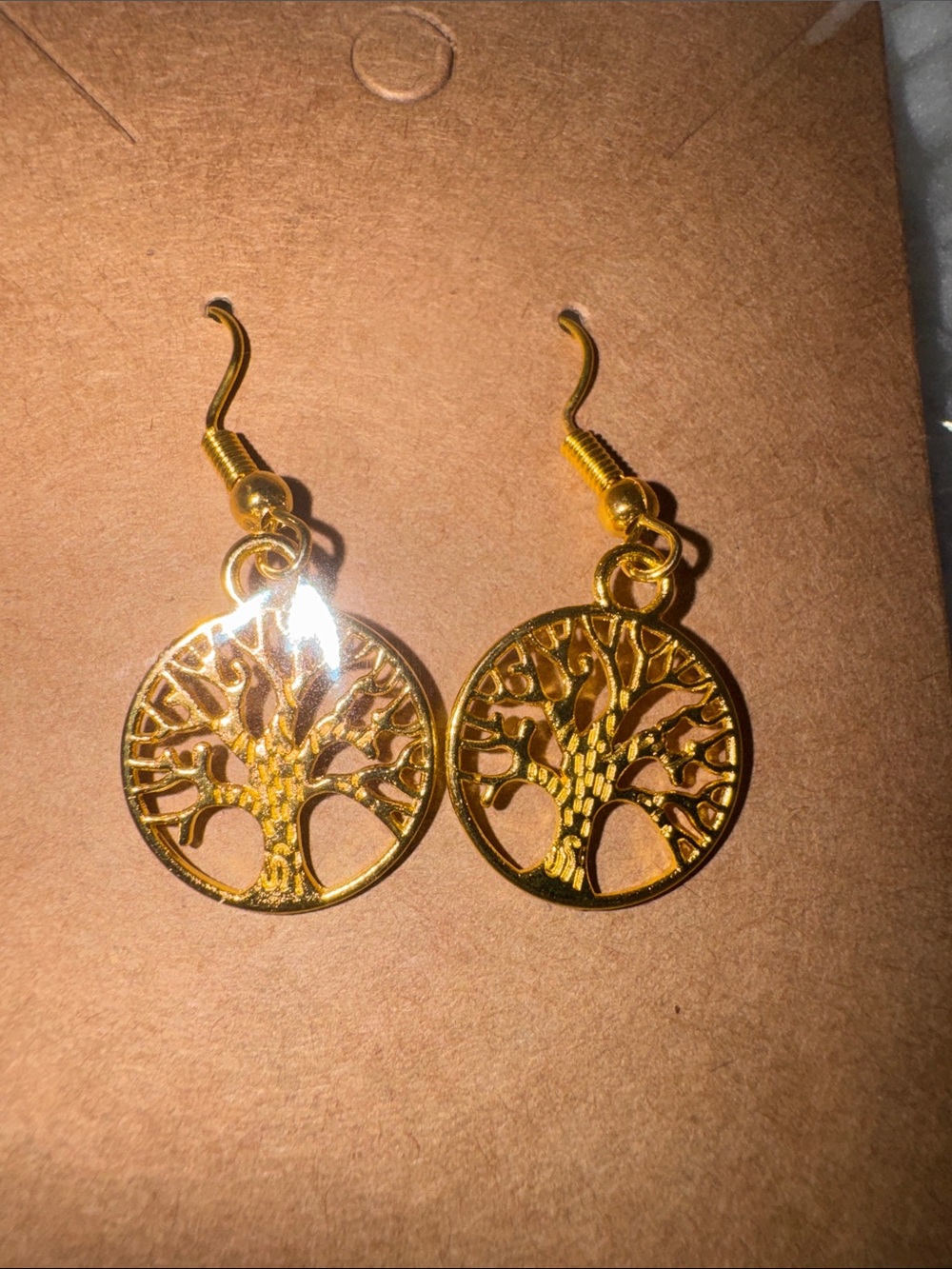 Gold Tree of Life Dangle Earrings for Women